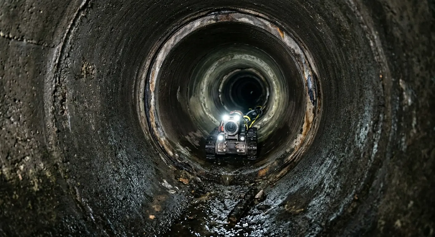 Robotic sewer camera inspecting pipe interior for Sewer Line Cleaning in Scott